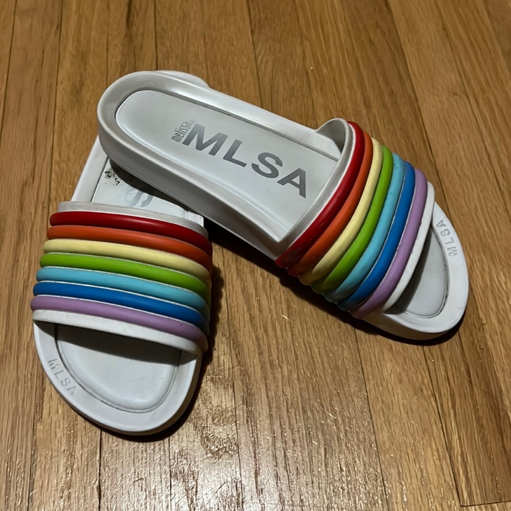 EUC Melissa Women's PVC Rainbow Pool Slides- size 8